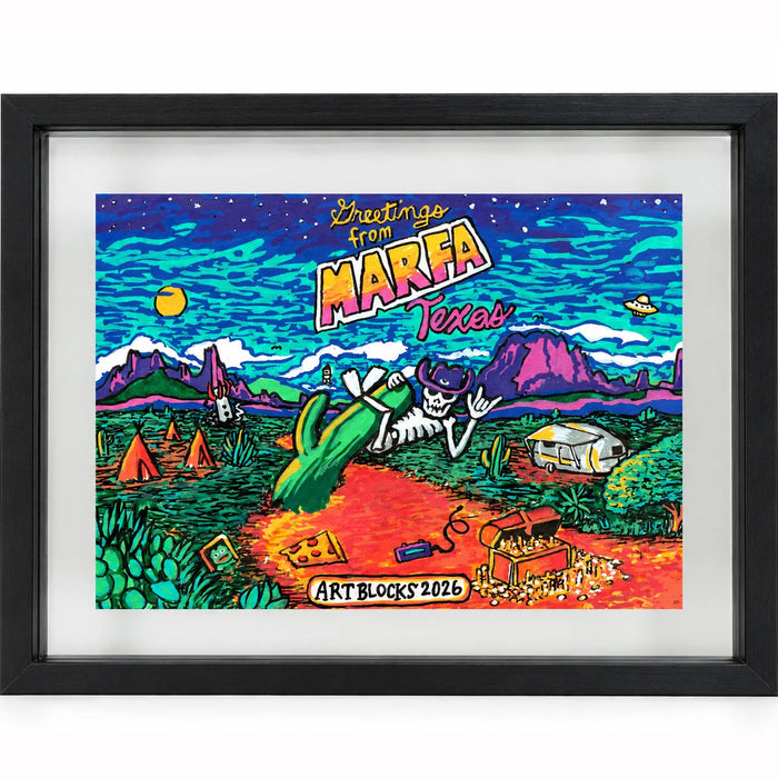 "greetings from marfa 2026" original work by desultor