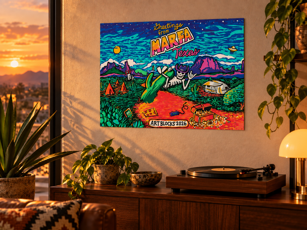 "greetings from marfa 2026" limited print by desultor