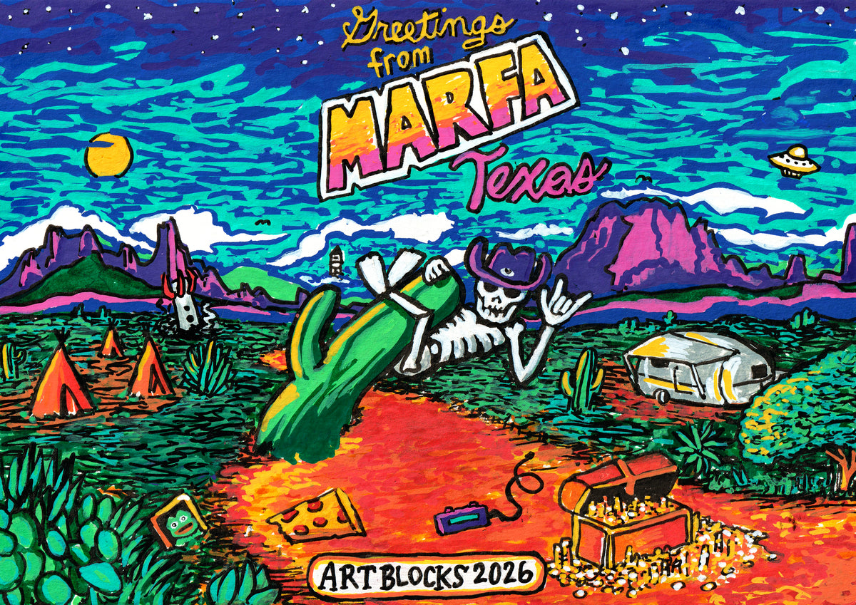 "greetings from marfa 2026" original work by desultor