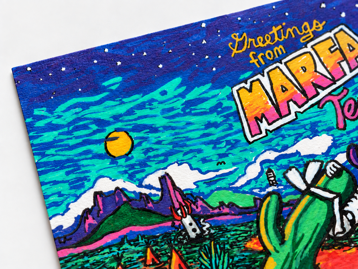 "greetings from marfa 2026" original work by desultor